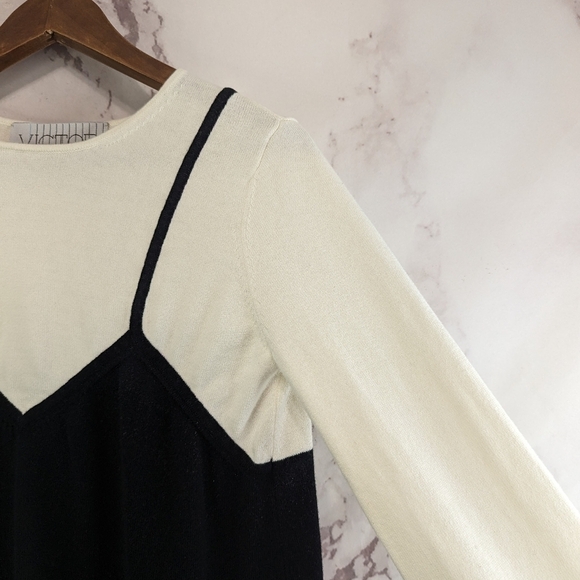 Victor Glemaud Sweater Womens Medium Black White Combo Tank Faux Layers - Picture 9 of 10